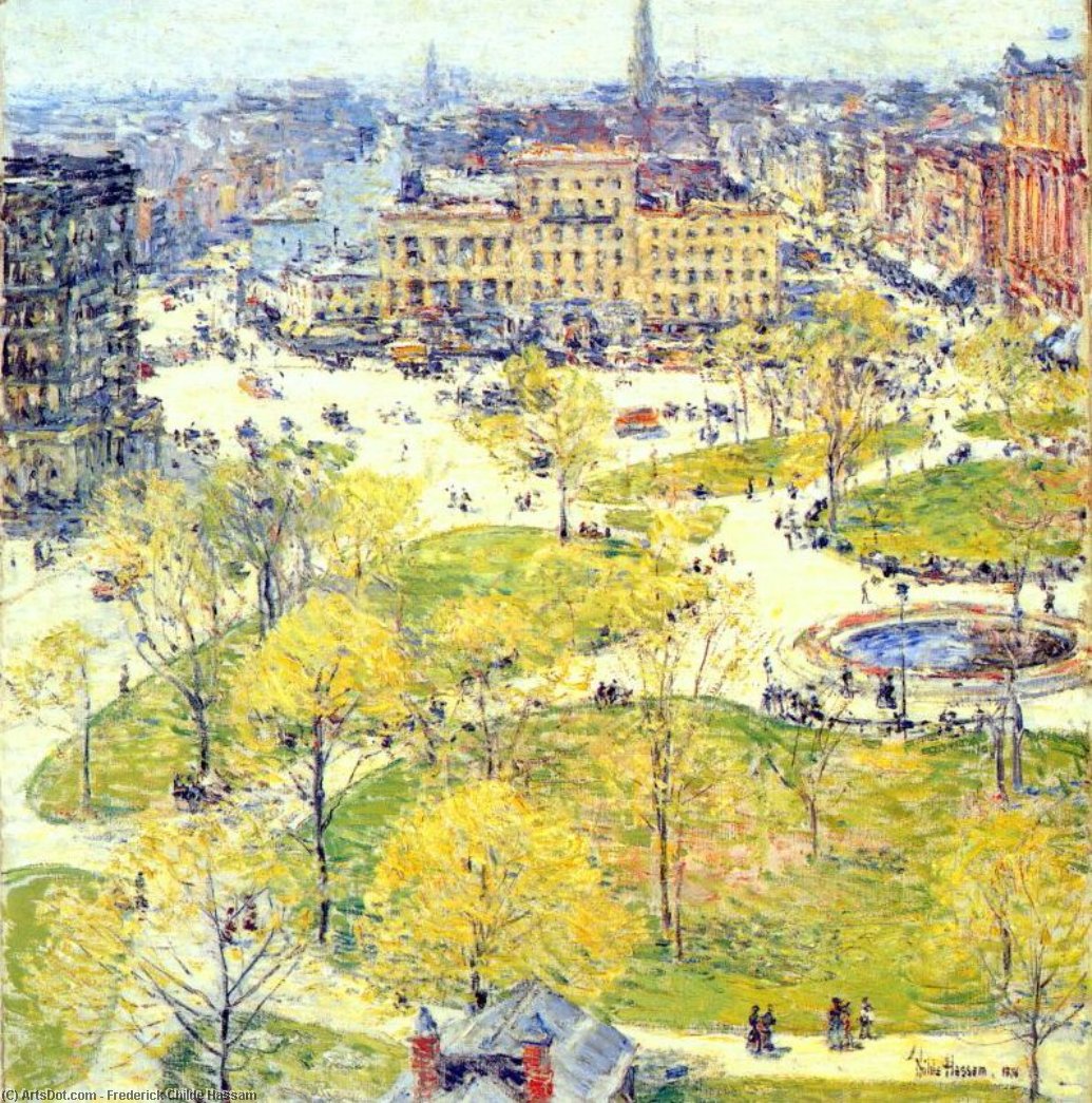 Wikioo.org - The Encyclopedia of Fine Arts - Painting, Artwork by Frederick Childe Hassam - union square in spring