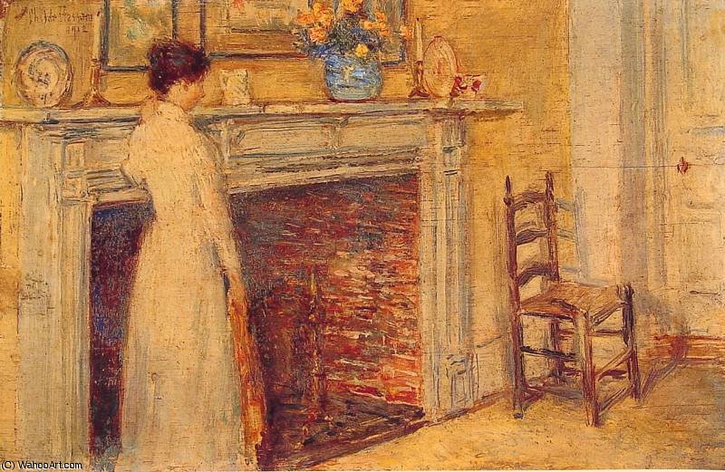 Wikioo.org - The Encyclopedia of Fine Arts - Painting, Artwork by Frederick Childe Hassam - the fireplace
