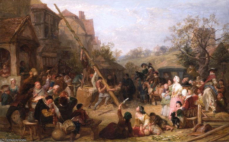 Wikioo.org - The Encyclopedia of Fine Arts - Painting, Artwork by Frederick Goodall - Raising the Maypole