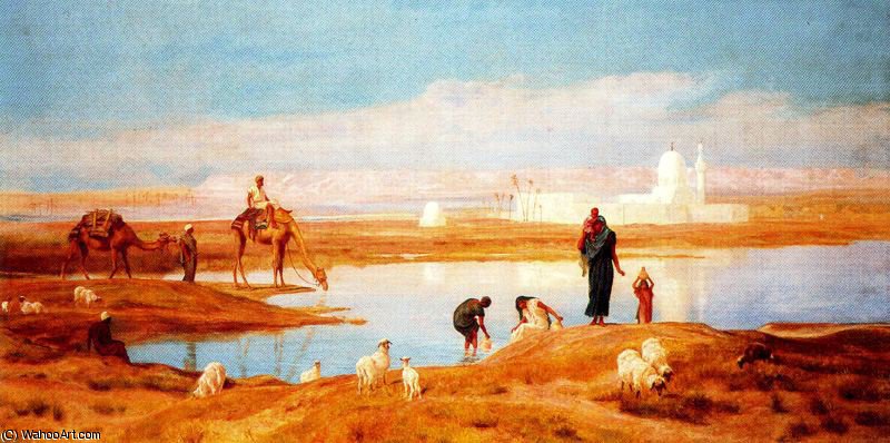 WikiOO.org - 백과 사전 - 회화, 삽화 Frederick Goodall - Women Collecting Water from the Nile