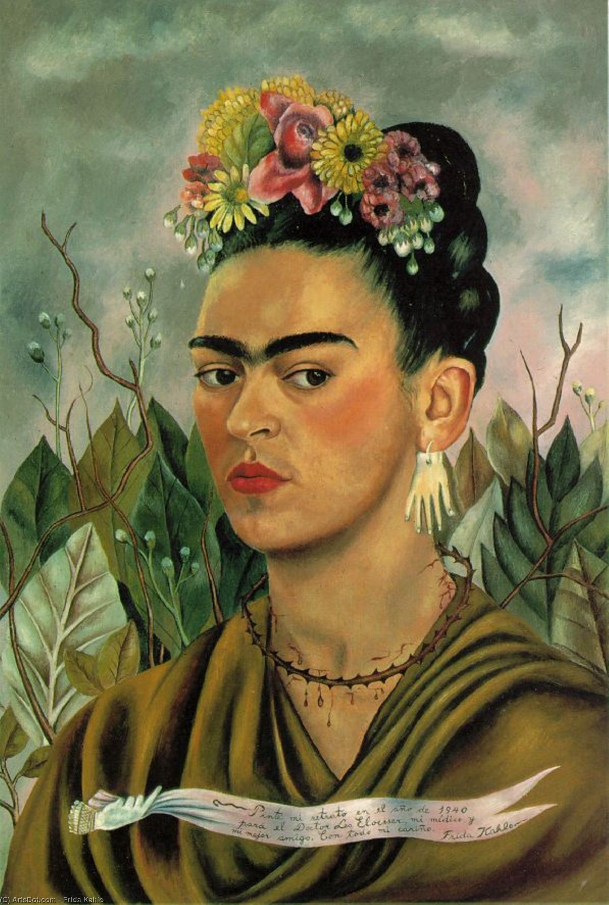 WikiOO.org - دایره المعارف هنرهای زیبا - نقاشی، آثار هنری Frida Kahlo - Self-Portrait dedicated to Dr. Eloesser
