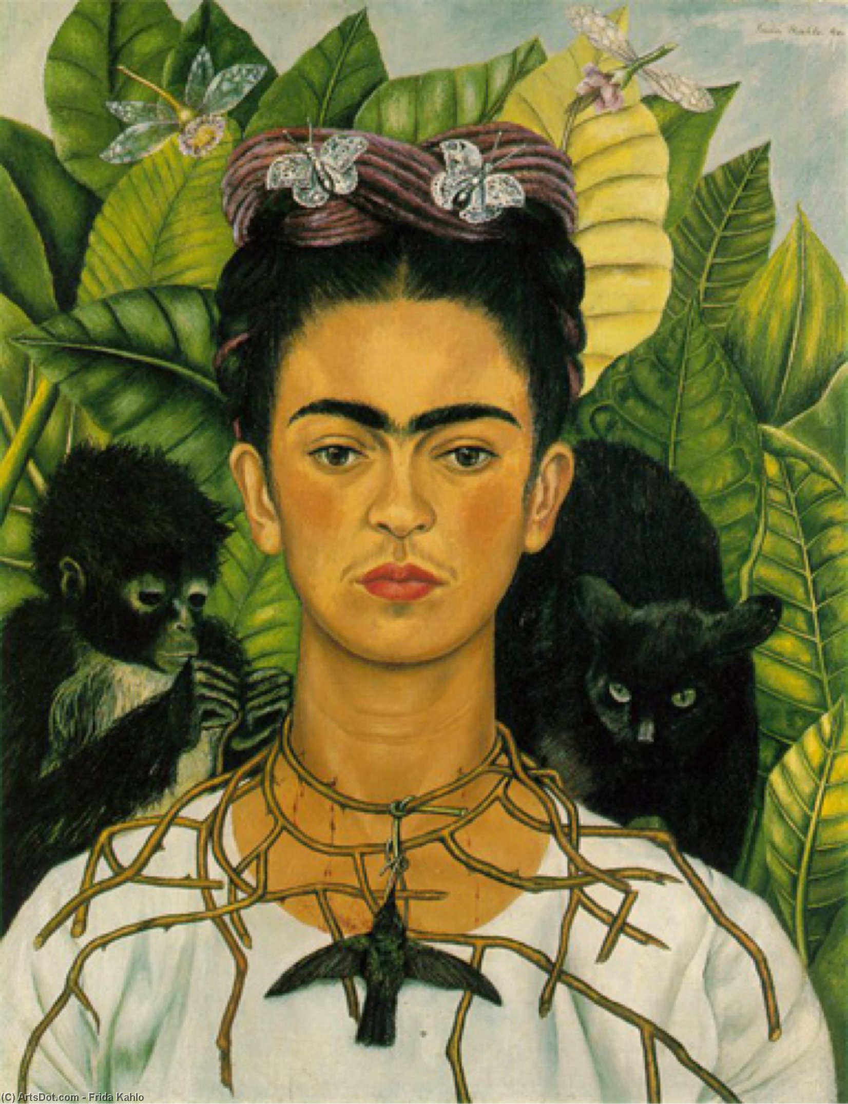 Wikoo.org - موسوعة الفنون الجميلة - اللوحة، العمل الفني Frida Kahlo - self-portrait