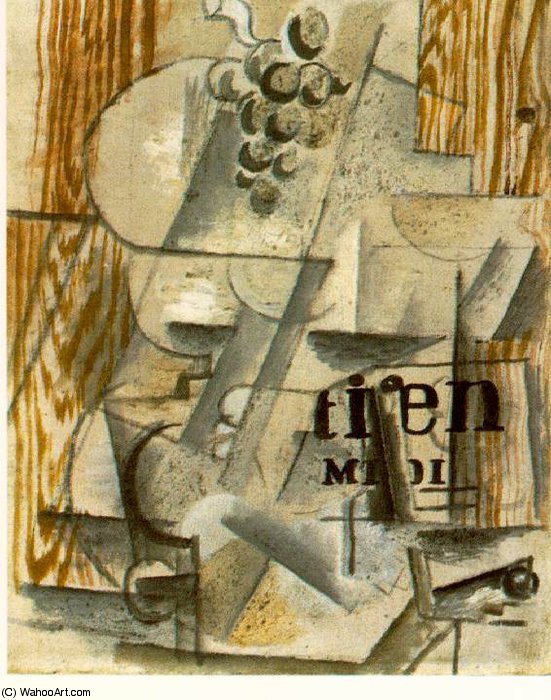WikiOO.org - Enciklopedija dailės - Tapyba, meno kuriniai Georges Braque - Fruit Dish, Quotidien du Midi