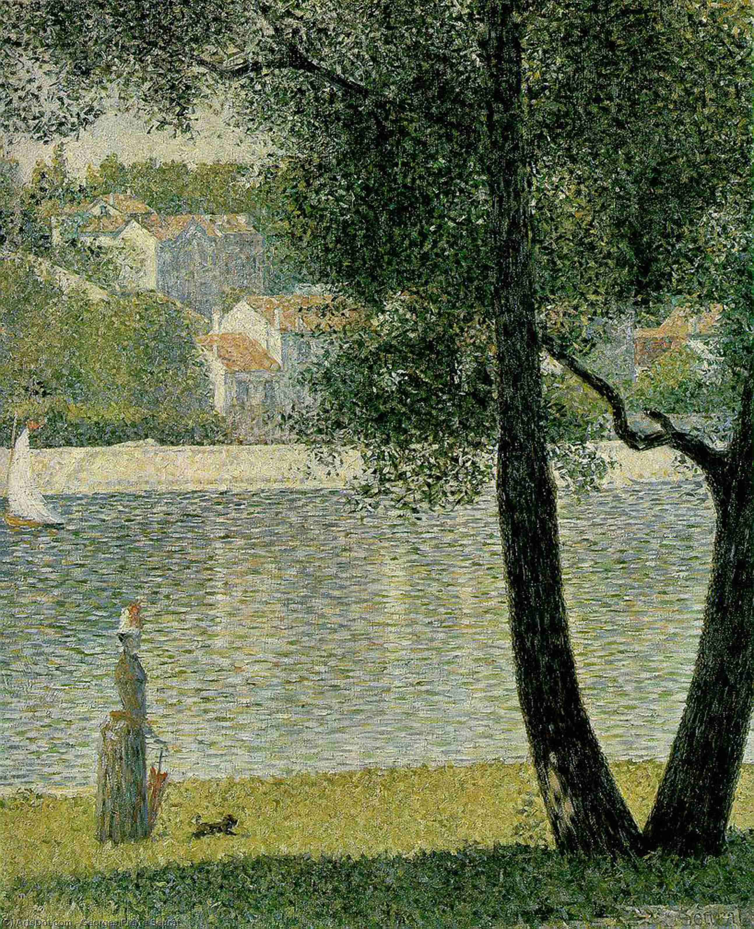 Wikioo.org - สารานุกรมวิจิตรศิลป์ - จิตรกรรม Georges Pierre Seurat - The Seine at Courbevoie