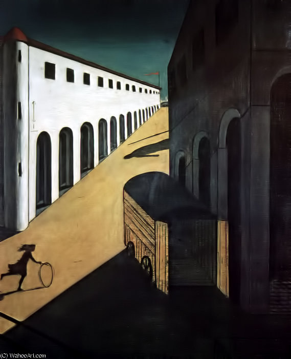 WikiOO.org - Güzel Sanatlar Ansiklopedisi - Resim, Resimler Giorgio De Chirico - Melancholy and Mystery of a street