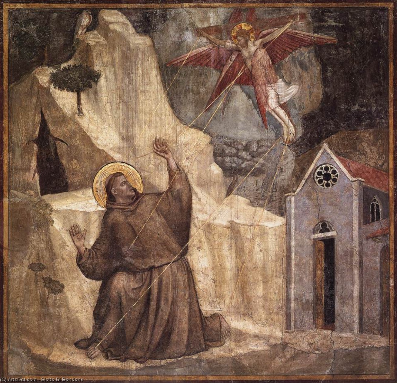 Wikioo.org - The Encyclopedia of Fine Arts - Painting, Artwork by Giotto Di Bondone - Stigmatization of Saint Francis