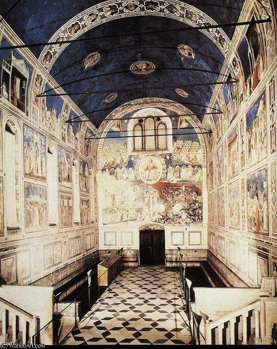 Wikioo.org – La Enciclopedia de las Bellas Artes - Pintura, Obras de arte de Giotto Di Bondone - La Capilla vista hacia la entrada