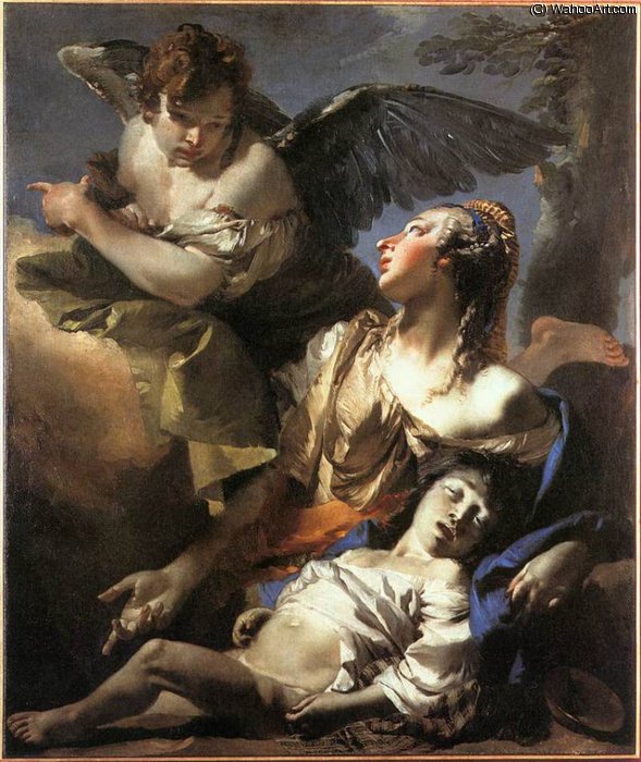 Wikioo.org – L'Encyclopédie des Beaux Arts - Peinture, Oeuvre de Giovanni Battista Tiepolo - l ange secourant hagar