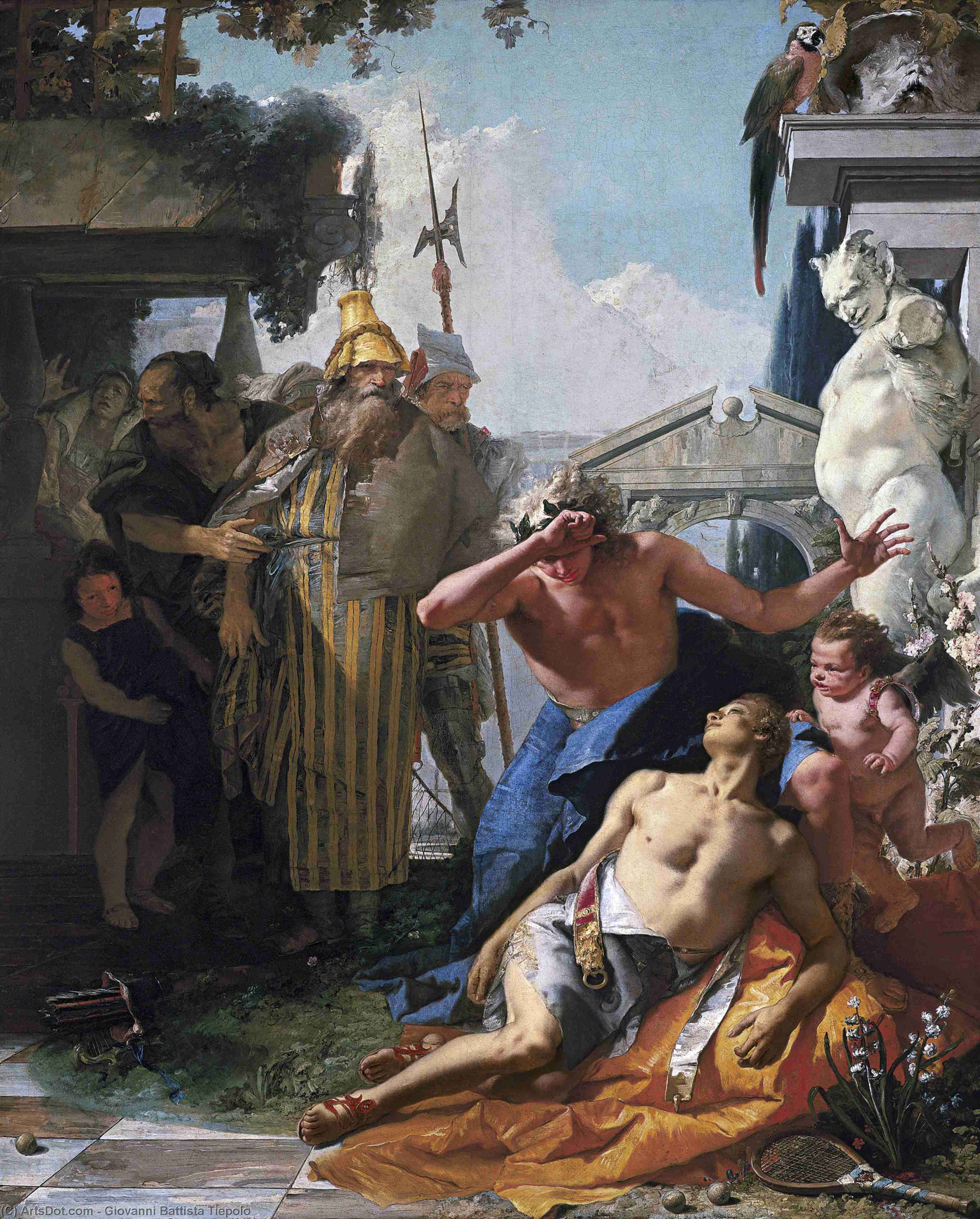 Wikioo.org – La Enciclopedia de las Bellas Artes - Pintura, Obras de arte de Giovanni Battista Tiepolo - La muerte de Jacinto
