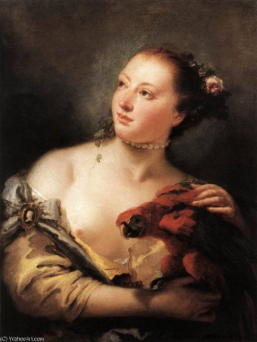 Wikioo.org - Bách khoa toàn thư về mỹ thuật - Vẽ tranh, Tác phẩm nghệ thuật Giovanni Battista Tiepolo - Woman with a Parrot