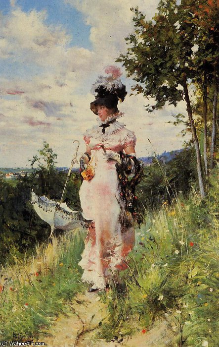 Wikioo.org - The Encyclopedia of Fine Arts - Painting, Artwork by Giovanni Boldini - the summer stroll