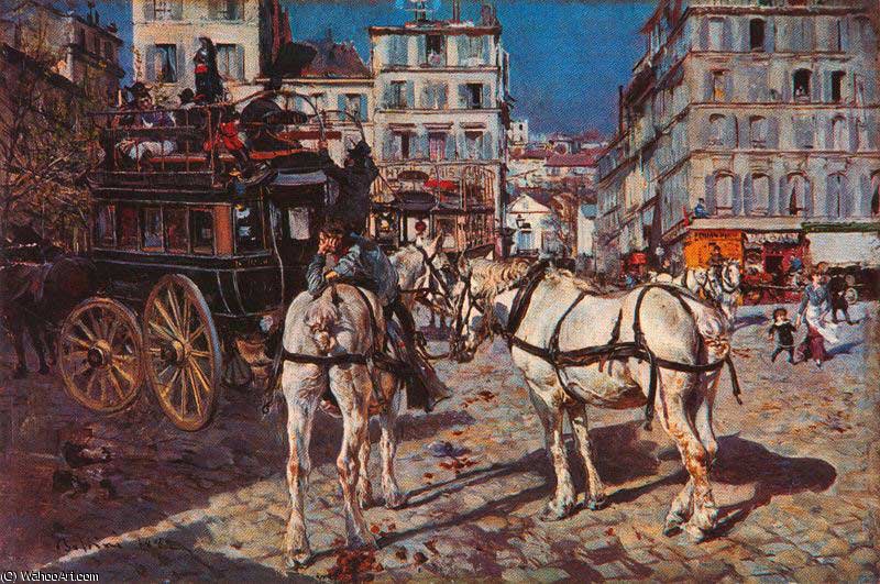 WikiOO.org - Encyclopedia of Fine Arts - Malba, Artwork Giovanni Boldini - Bus on the Pigalle Place in Paris