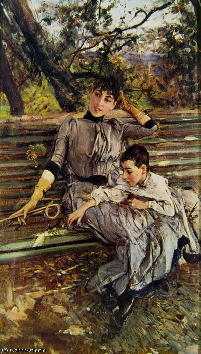 Wikioo.org - The Encyclopedia of Fine Arts - Painting, Artwork by Giovanni Boldini - in garden