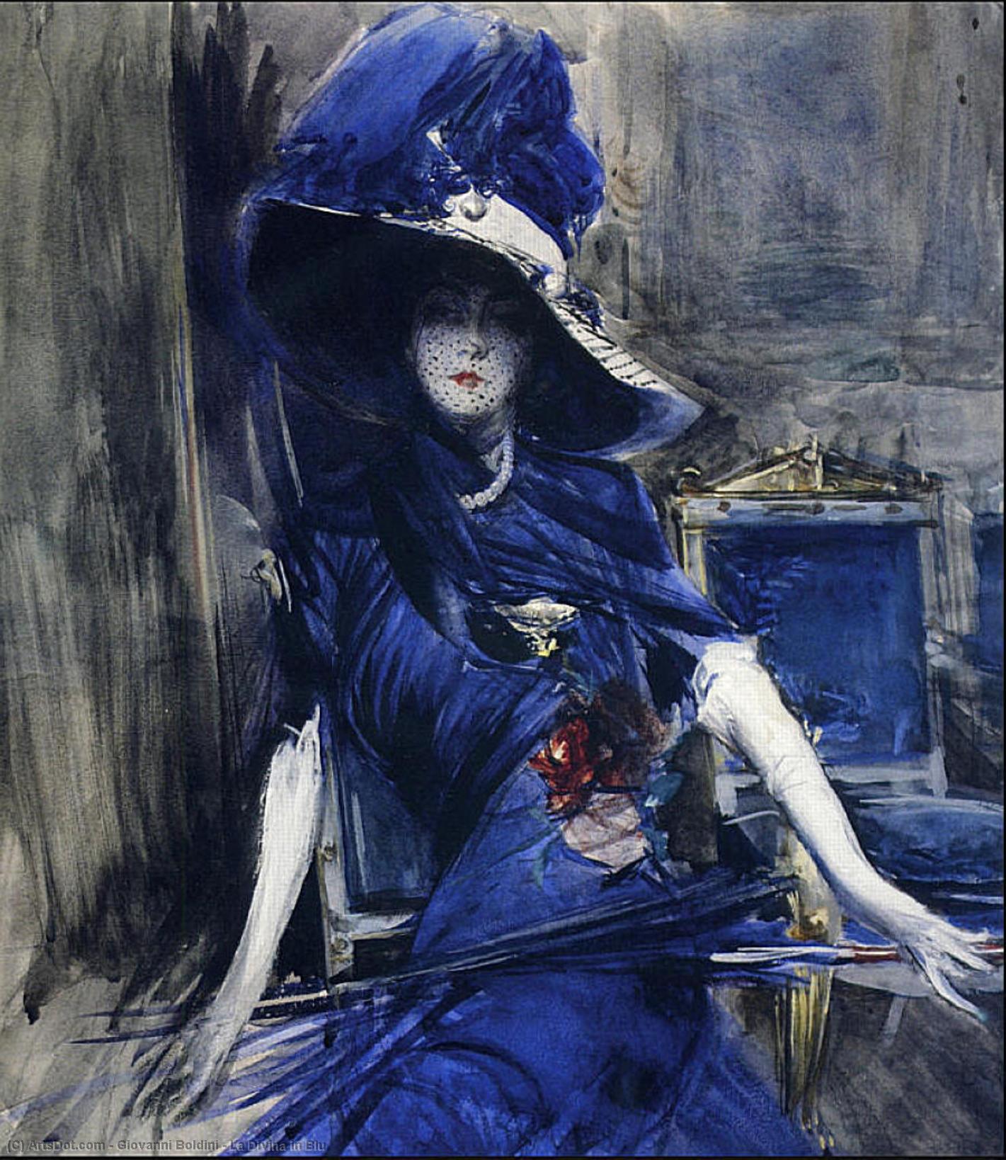 Wikioo.org - The Encyclopedia of Fine Arts - Painting, Artwork by Giovanni Boldini - La Divina in Blu