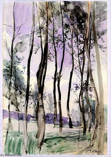 Wikioo.org - The Encyclopedia of Fine Arts - Painting, Artwork by Giovanni Boldini - Landscape with Trees
