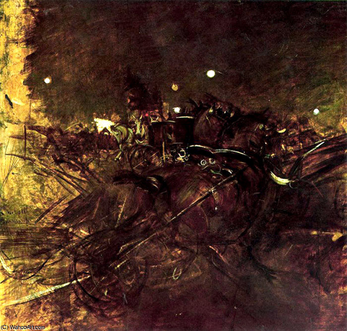 WikiOO.org - Encyclopedia of Fine Arts - Schilderen, Artwork Giovanni Boldini - Night on Montmartre