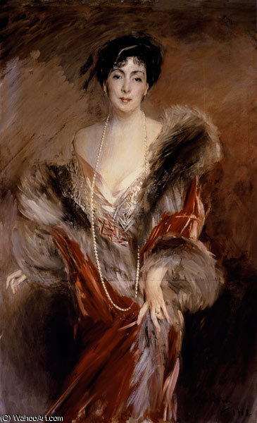 Wikioo.org - Encyklopedia Sztuk Pięknych - Malarstwo, Grafika Giovanni Boldini - Portrait de Mme Josephina A de Errazuriz