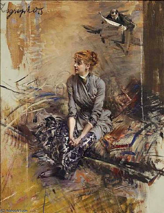 Wikioo.org - The Encyclopedia of Fine Arts - Painting, Artwork by Giovanni Boldini - portrait of madame gabrielle rejane