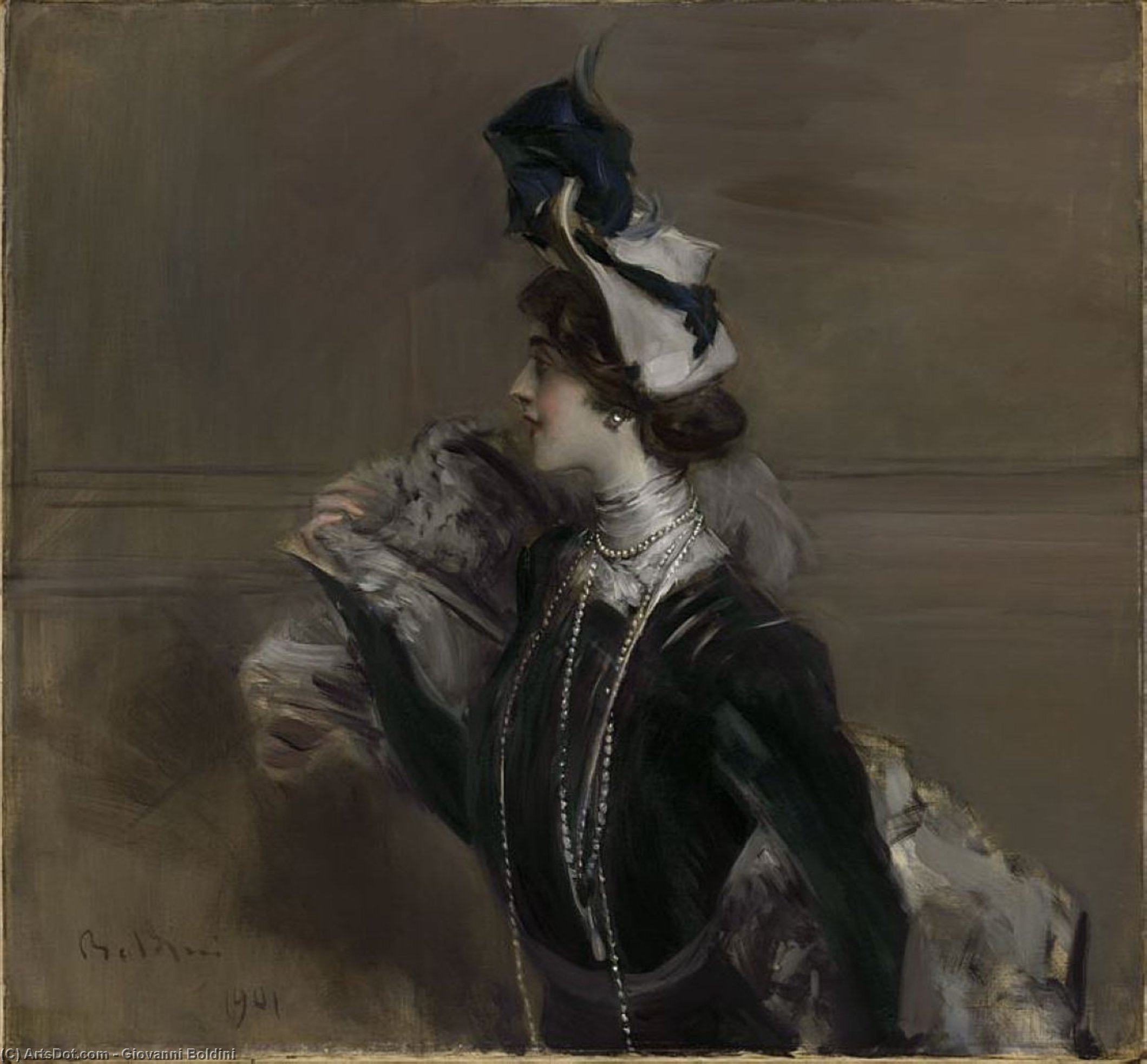 Wikioo.org - The Encyclopedia of Fine Arts - Painting, Artwork by Giovanni Boldini - Portrait of Mme Lina Cavalieri