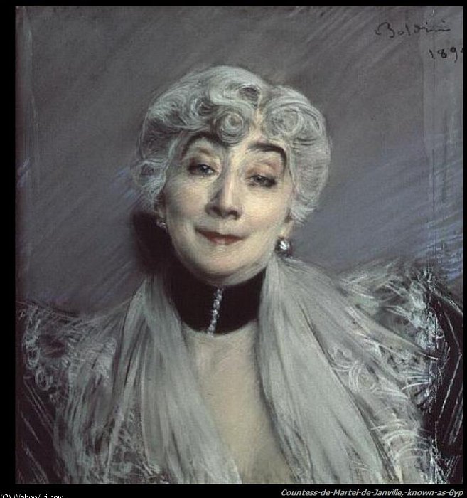 Wikioo.org - The Encyclopedia of Fine Arts - Painting, Artwork by Giovanni Boldini - Portrait of the Countess de Martel de Janville known as Gyp