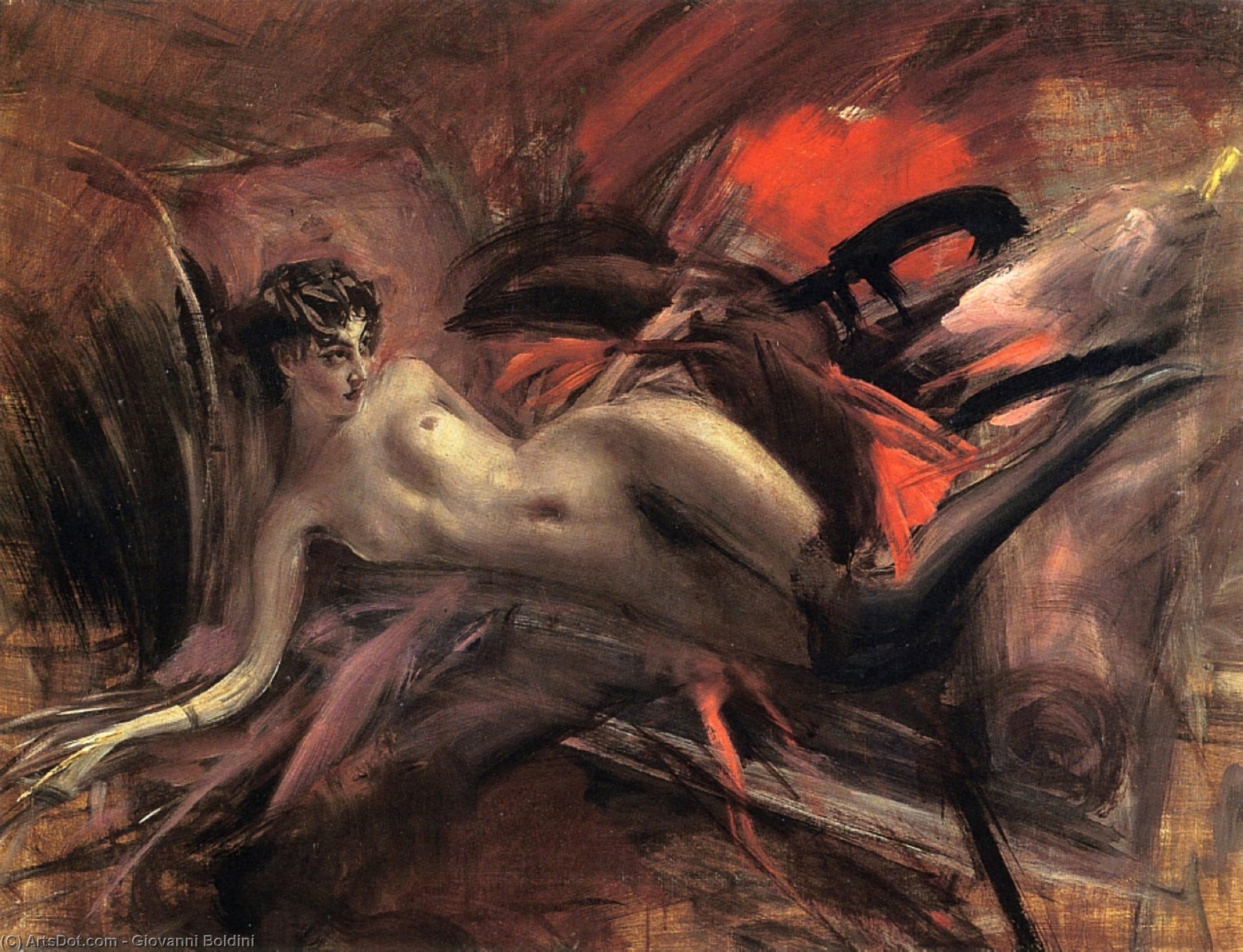 Wikioo.org - The Encyclopedia of Fine Arts - Painting, Artwork by Giovanni Boldini - reclining nude