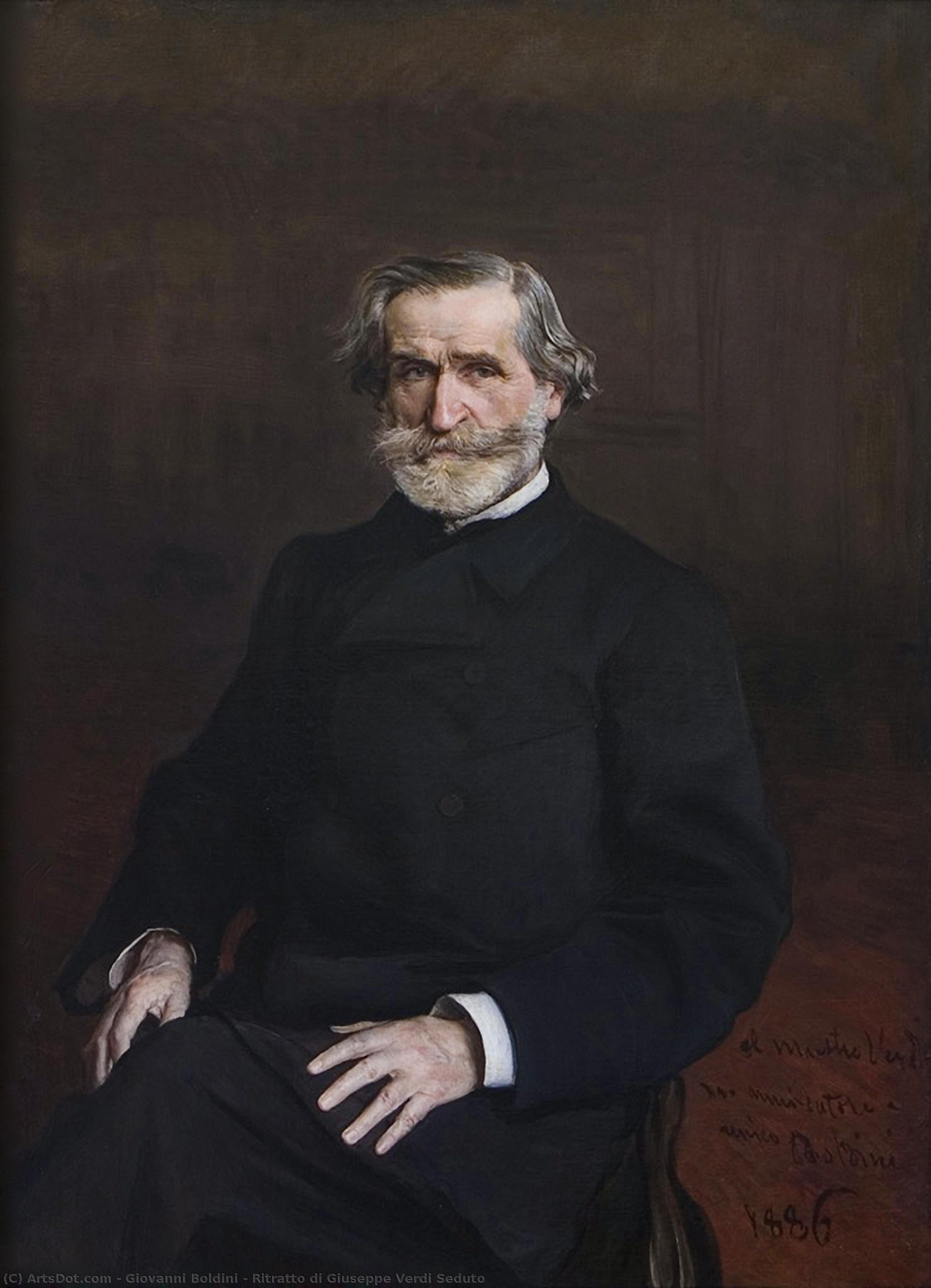 Wikioo.org - The Encyclopedia of Fine Arts - Painting, Artwork by Giovanni Boldini - Ritratto di Giuseppe Verdi Seduto