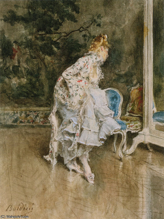 WikiOO.org - Encyclopedia of Fine Arts - Schilderen, Artwork Giovanni Boldini - the beauty before the mirror