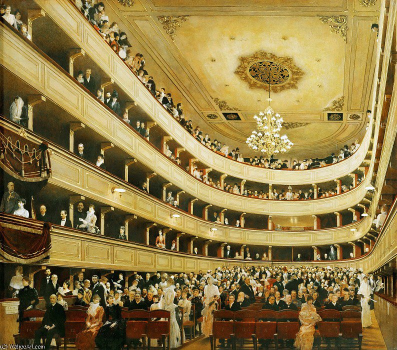 WikiOO.org - Encyclopedia of Fine Arts - Maleri, Artwork Gustav Klimt - Auditorium in the Old Burgtheater, Vienna