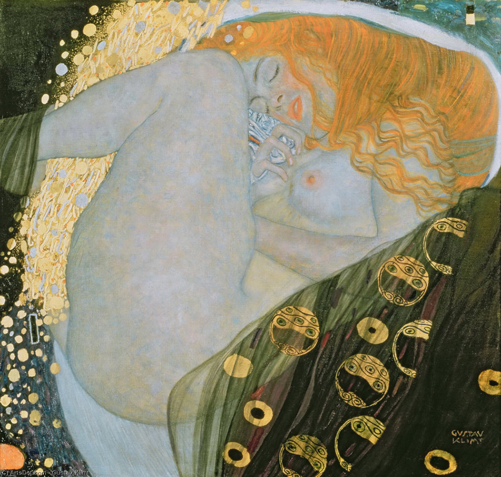 WikiOO.org - Εγκυκλοπαίδεια Καλών Τεχνών - Ζωγραφική, έργα τέχνης Gustav Klimt - danae