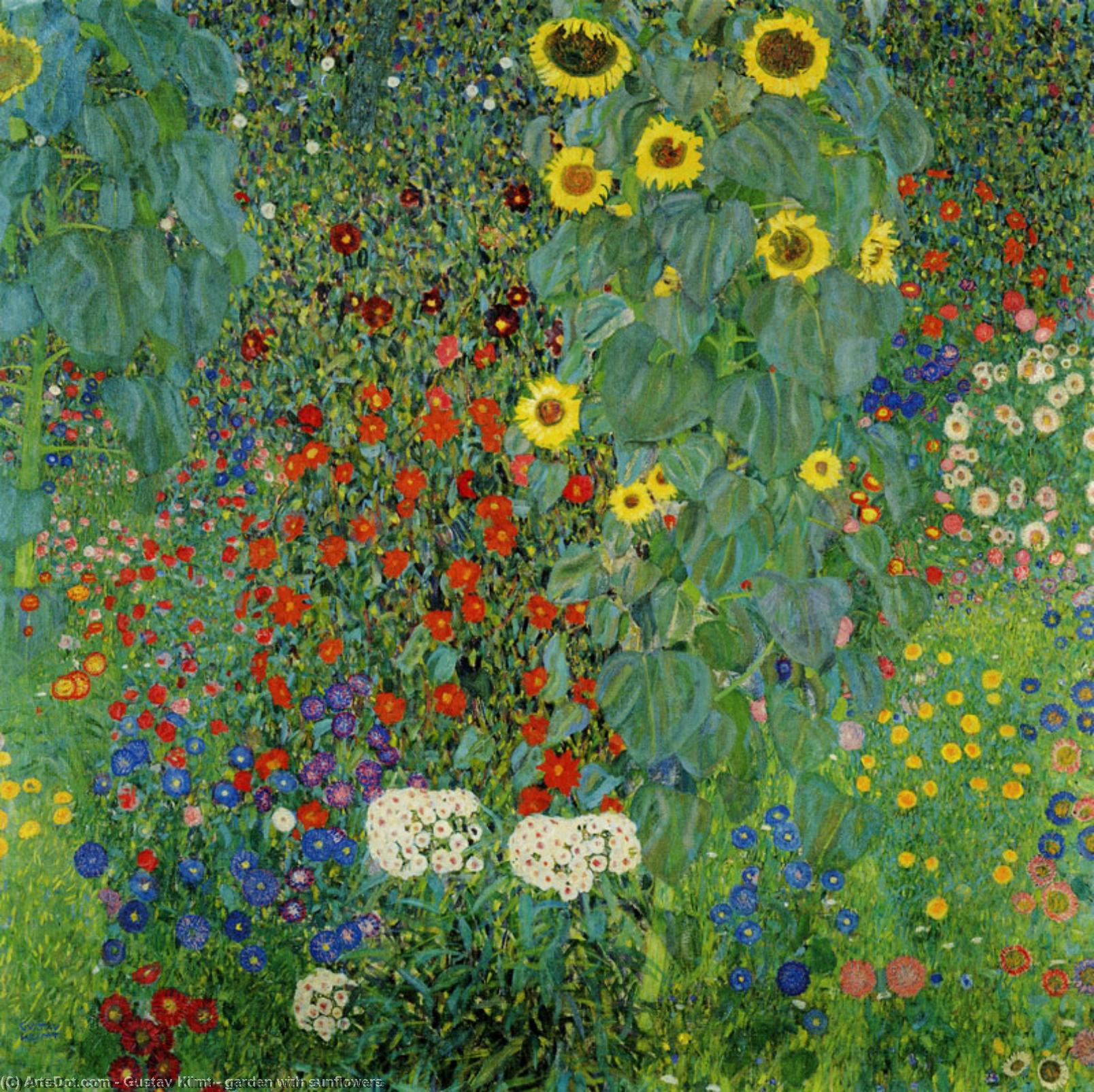 Wikioo.org - The Encyclopedia of Fine Arts - Painting, Artwork by Gustav Klimt - garden with sunflowers