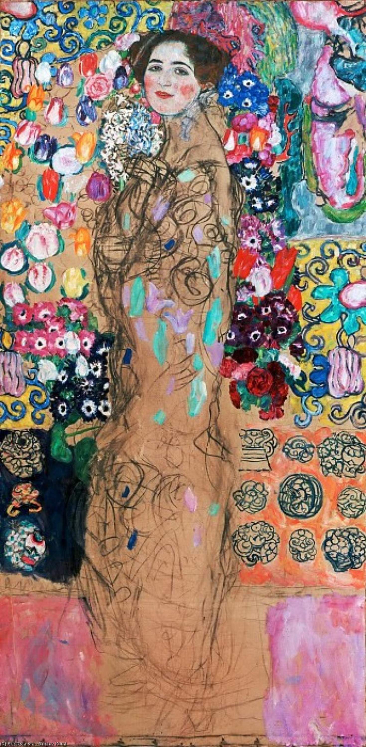 WikiOO.org – 美術百科全書 - 繪畫，作品 Gustav Klimt - 一个女人的肖像 未完成