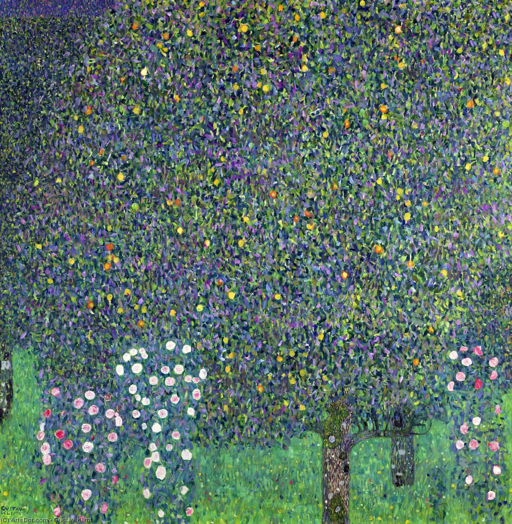 WikiOO.org – 美術百科全書 - 繪畫，作品 Gustav Klimt - 玫瑰  下 树