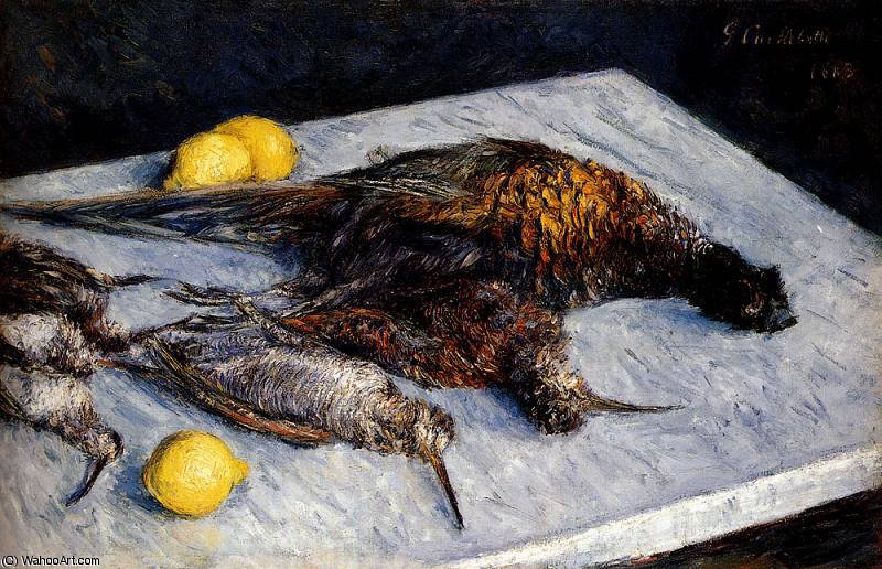 Wikioo.org – L'Encyclopédie des Beaux Arts - Peinture, Oeuvre de Gustave Caillebotte - Gibier à plumes et les citrons