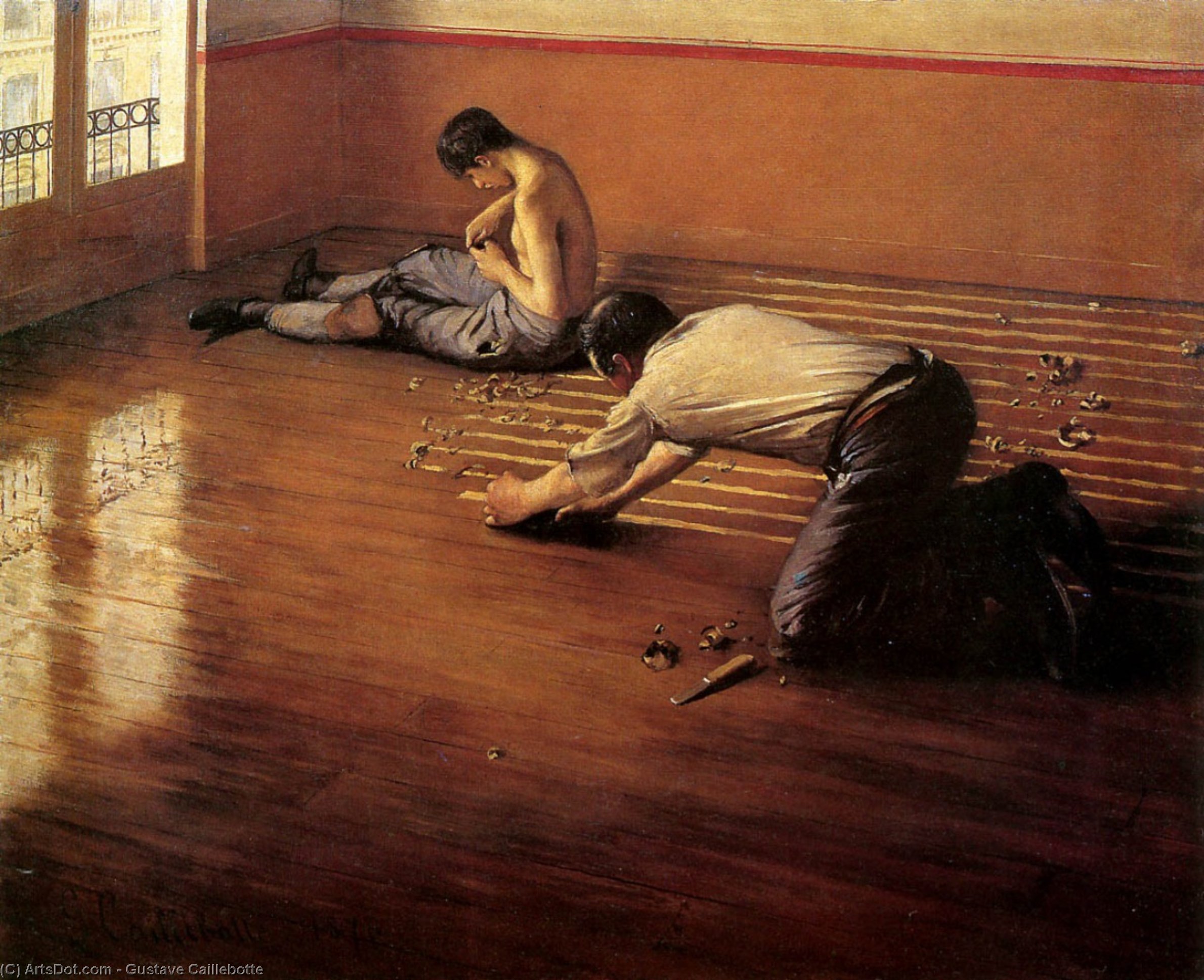 Wikioo.org - The Encyclopedia of Fine Arts - Painting, Artwork by Gustave Caillebotte - The floor scrapers Sun