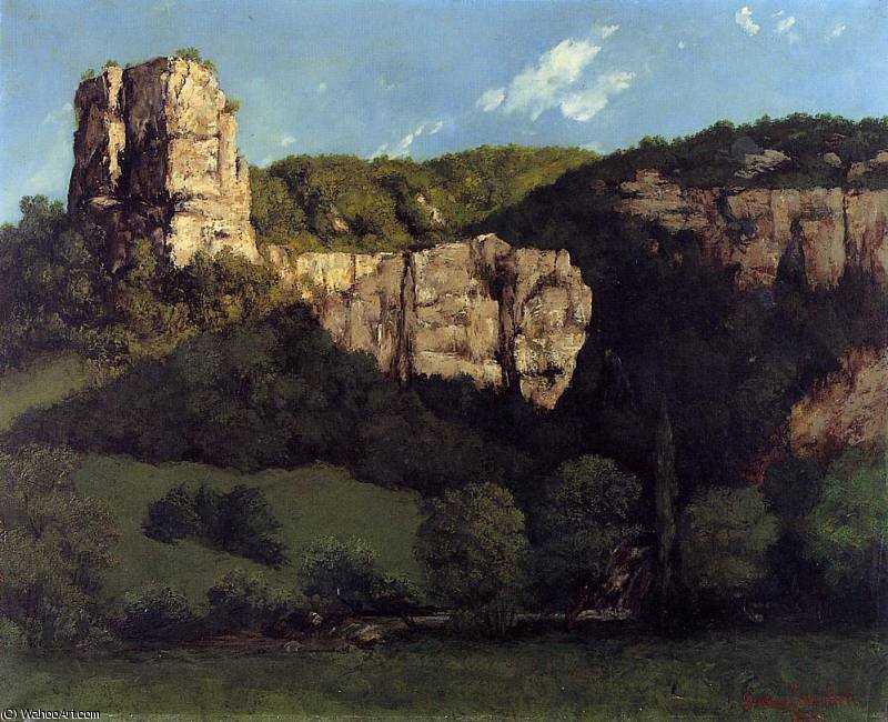 Wikoo.org - موسوعة الفنون الجميلة - اللوحة، العمل الفني Gustave Courbet - Landscape Bald Rock in the Valley of Ornans