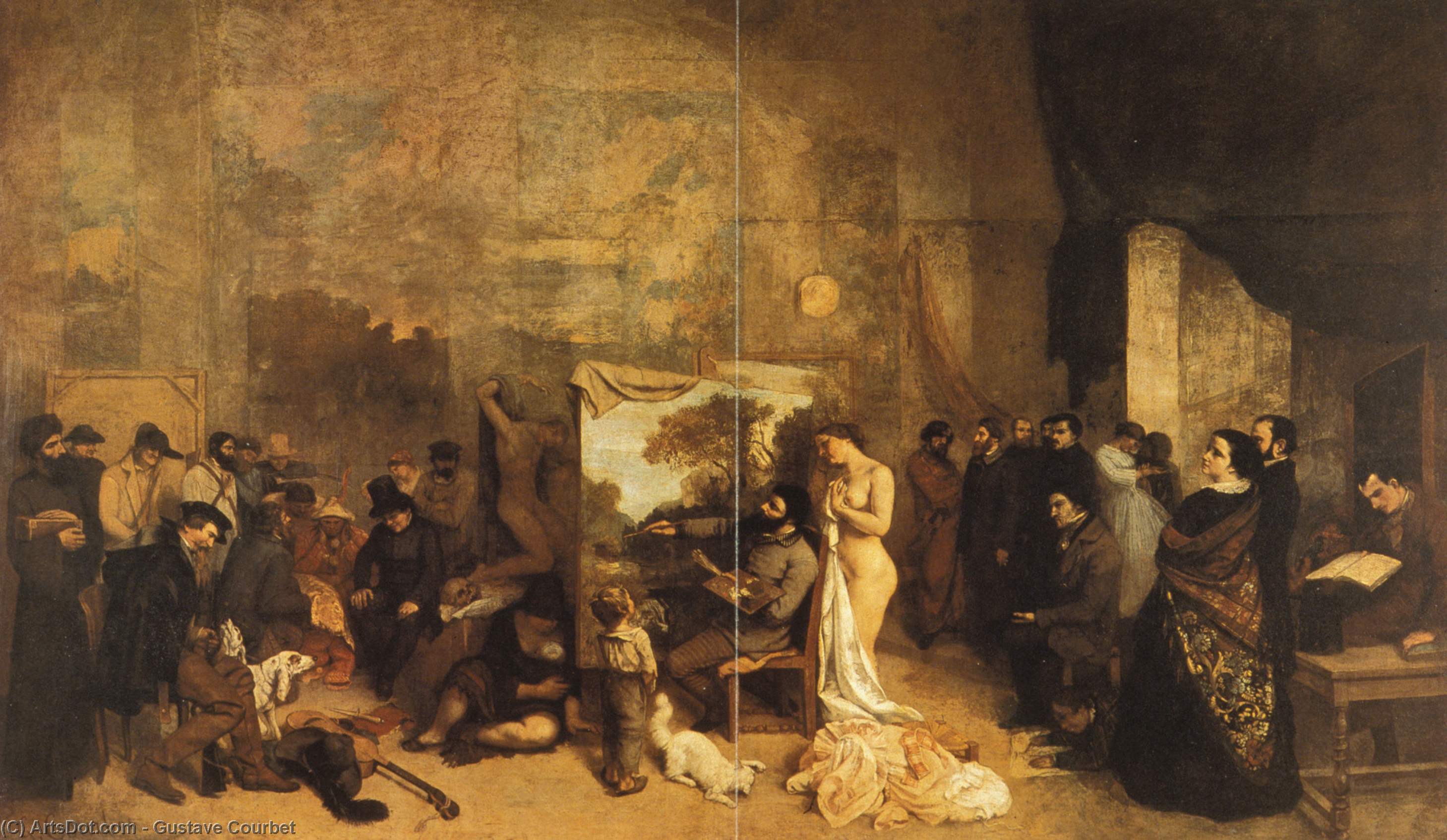 Wikioo.org - The Encyclopedia of Fine Arts - Painting, Artwork by Gustave Courbet - the painters studio. a real allegory