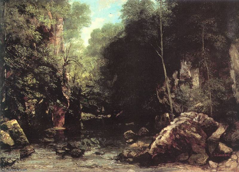 WikiOO.org - Εγκυκλοπαίδεια Καλών Τεχνών - Ζωγραφική, έργα τέχνης Gustave Courbet - The Shaded Stream The Stream of the Puits Noir