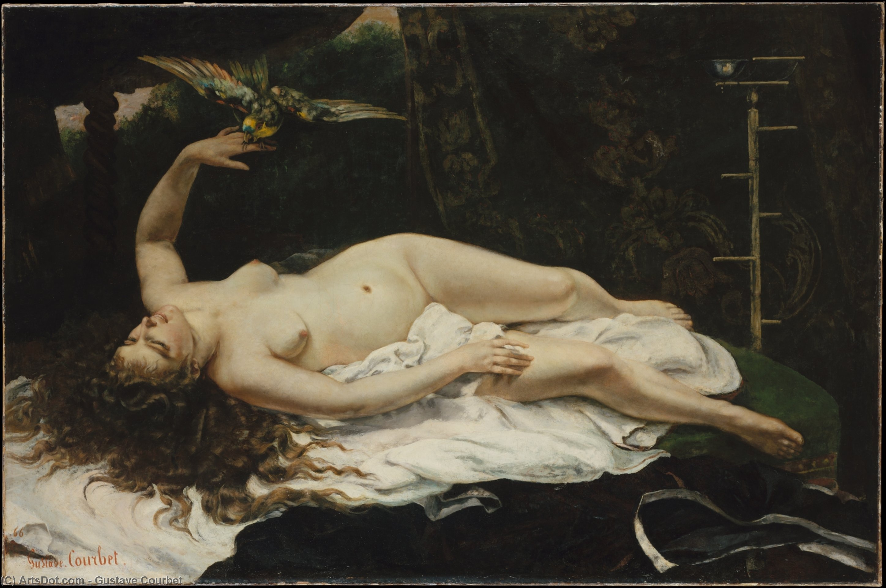 Wikioo.org - The Encyclopedia of Fine Arts - Painting, Artwork by Gustave Courbet - Woman with parrot