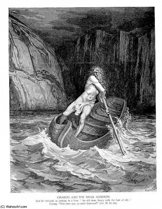Wikioo.org - สารานุกรมวิจิตรศิลป์ - จิตรกรรม Paul Gustave Doré - Charon and the River Chaeron