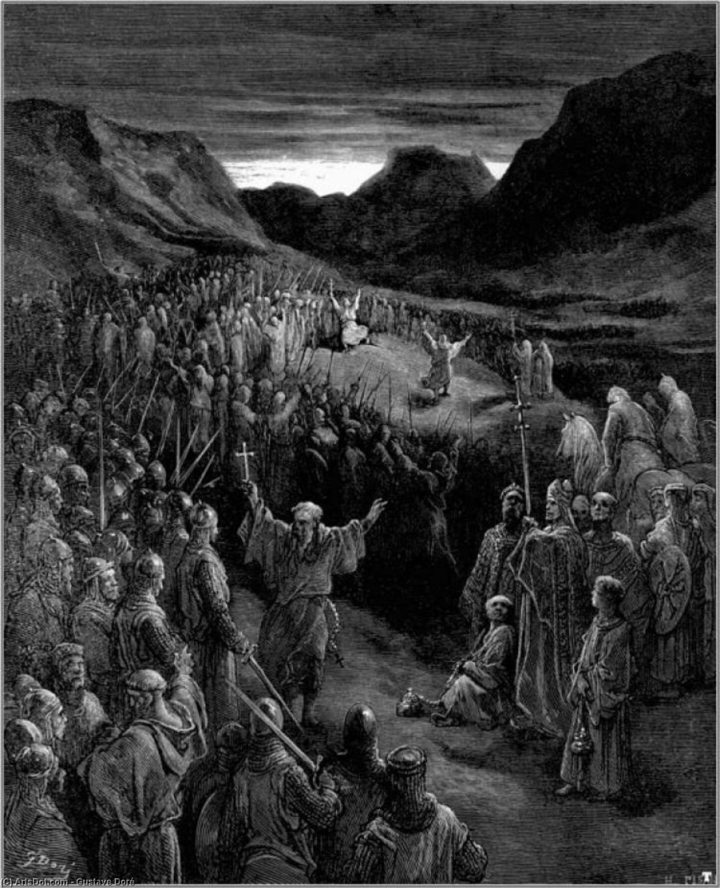 Wikioo.org - The Encyclopedia of Fine Arts - Painting, Artwork by Paul Gustave Doré - crusades priests exhorting crusaders