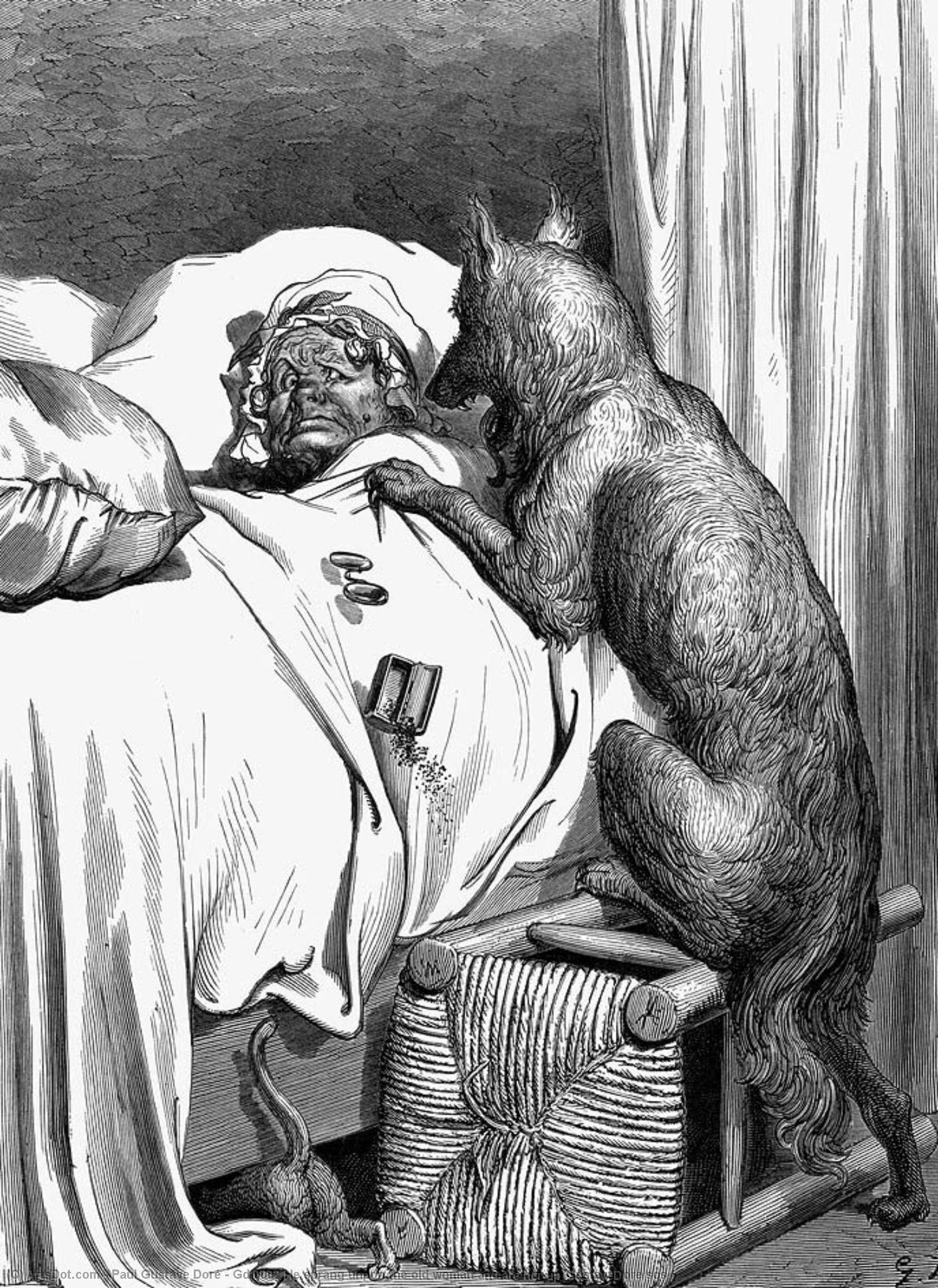 WikiOO.org - دایره المعارف هنرهای زیبا - نقاشی، آثار هنری Paul Gustave Doré - Gd 0002 He sprang unpon the old woman and ate her up GustaveDore sqs