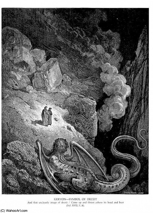 WikiOO.org - אנציקלופדיה לאמנויות יפות - ציור, יצירות אמנות Paul Gustave Doré - Geryon Symbol of Deceit