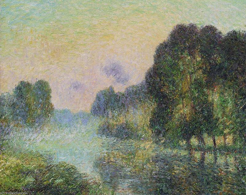 Wikioo.org – La Enciclopedia de las Bellas Artes - Pintura, Obras de arte de Gustave Loiseau - Por el río Eure. Efecto Niebla