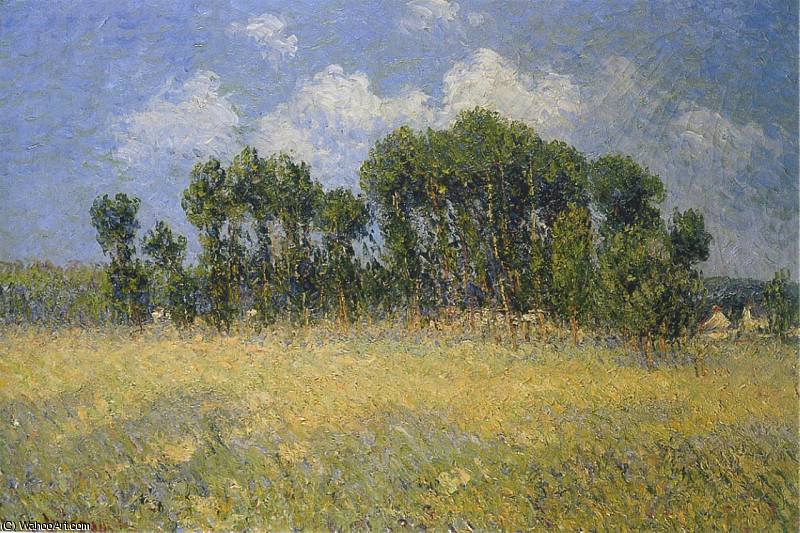 Wikoo.org - موسوعة الفنون الجميلة - اللوحة، العمل الفني Gustave Loiseau - Landscape with Poplars