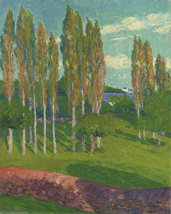 WikiOO.org - Encyclopedia of Fine Arts - Maleri, Artwork Gustave Loiseau - Poplars in Spring