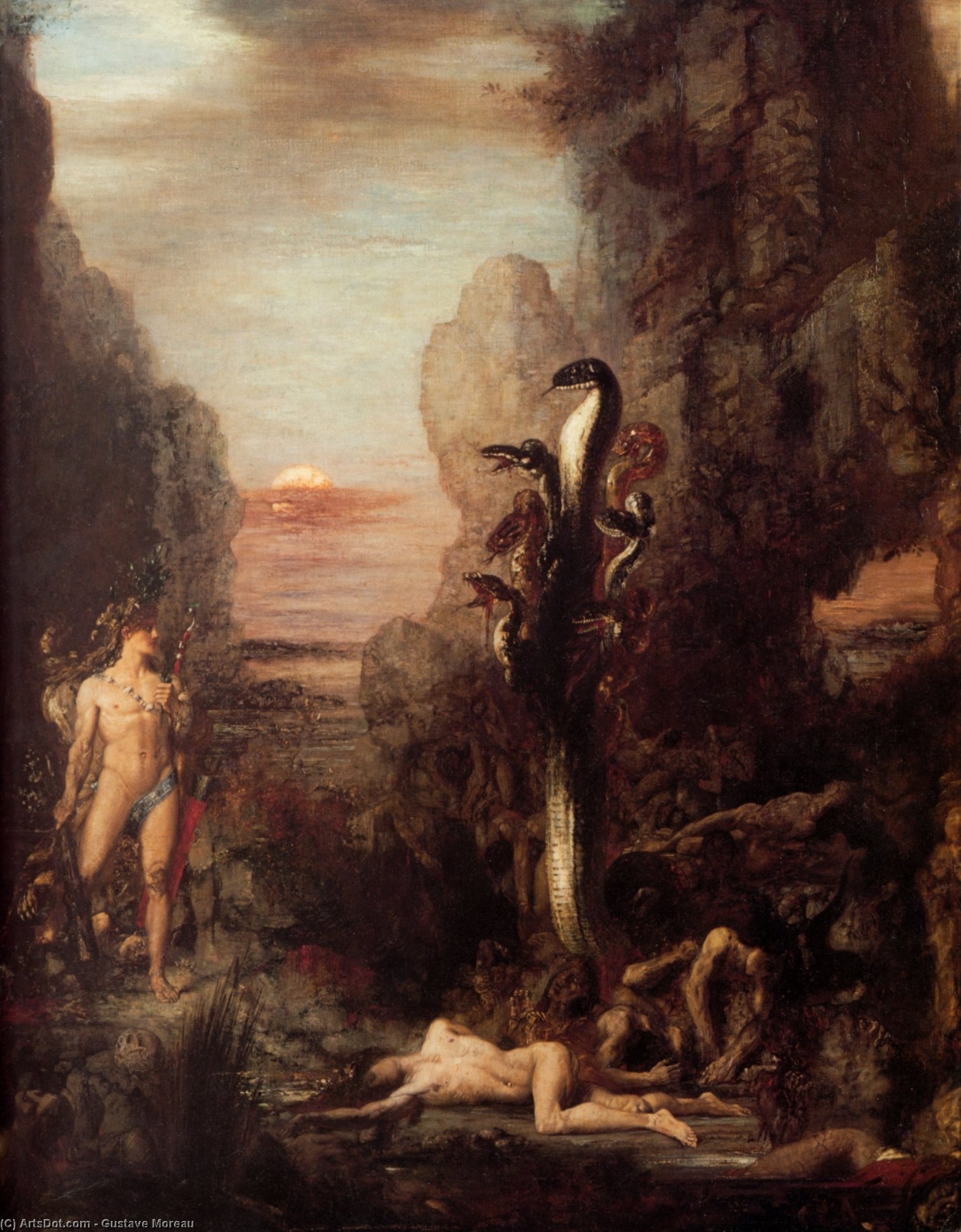 WikiOO.org - Encyclopedia of Fine Arts - Lukisan, Artwork Gustave Moreau - Hercules and the Hydra
