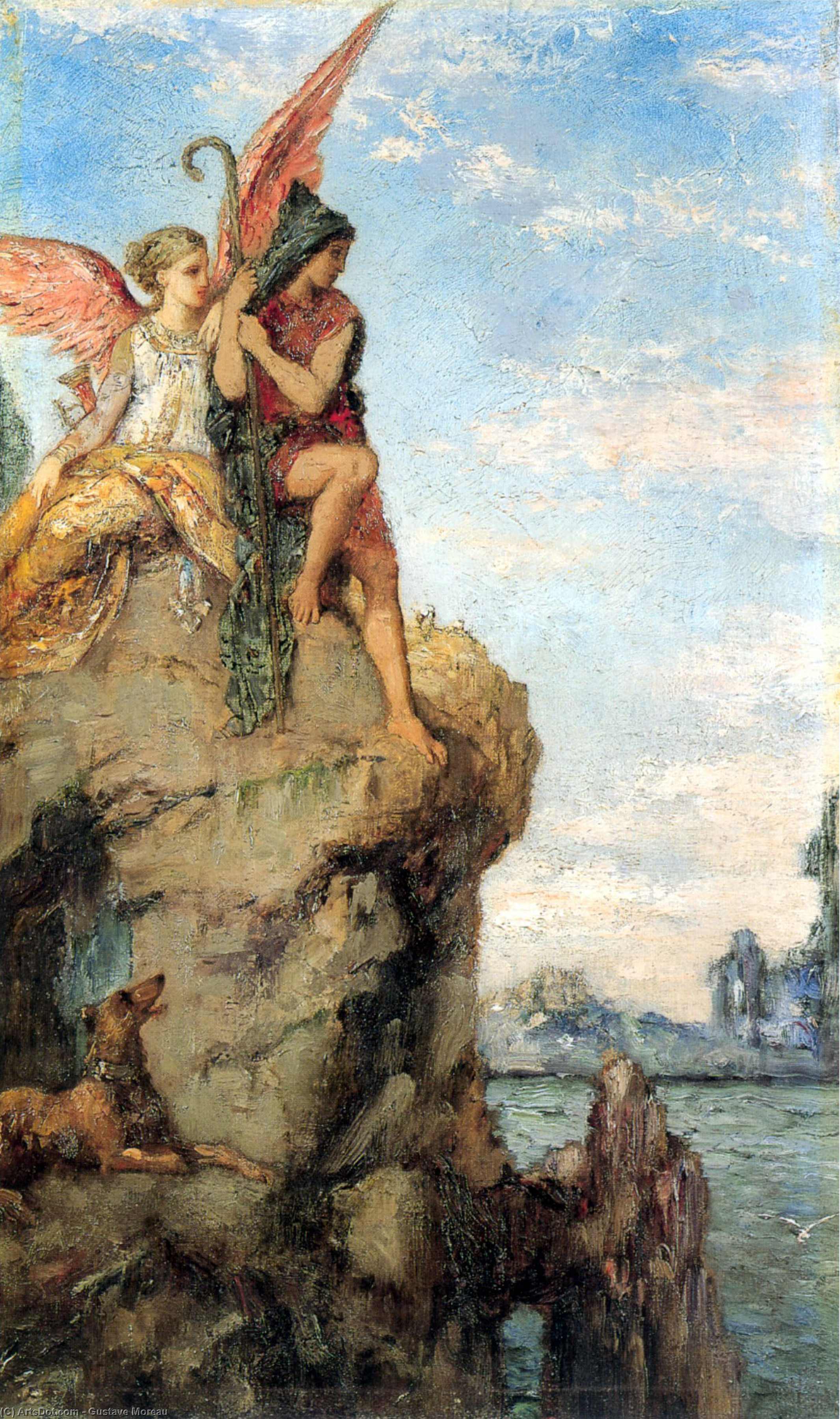 Wikioo.org - The Encyclopedia of Fine Arts - Painting, Artwork by Gustave Moreau - hesiod and the muse