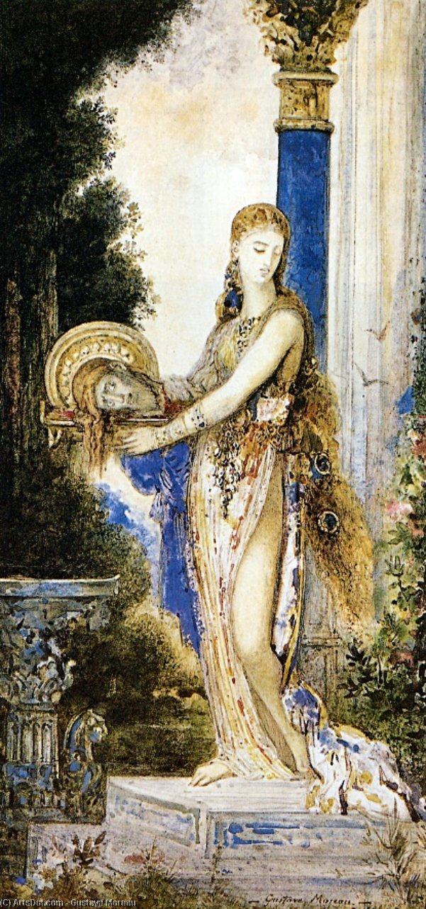 Wikioo.org - The Encyclopedia of Fine Arts - Painting, Artwork by Gustave Moreau - Salome a la colonne