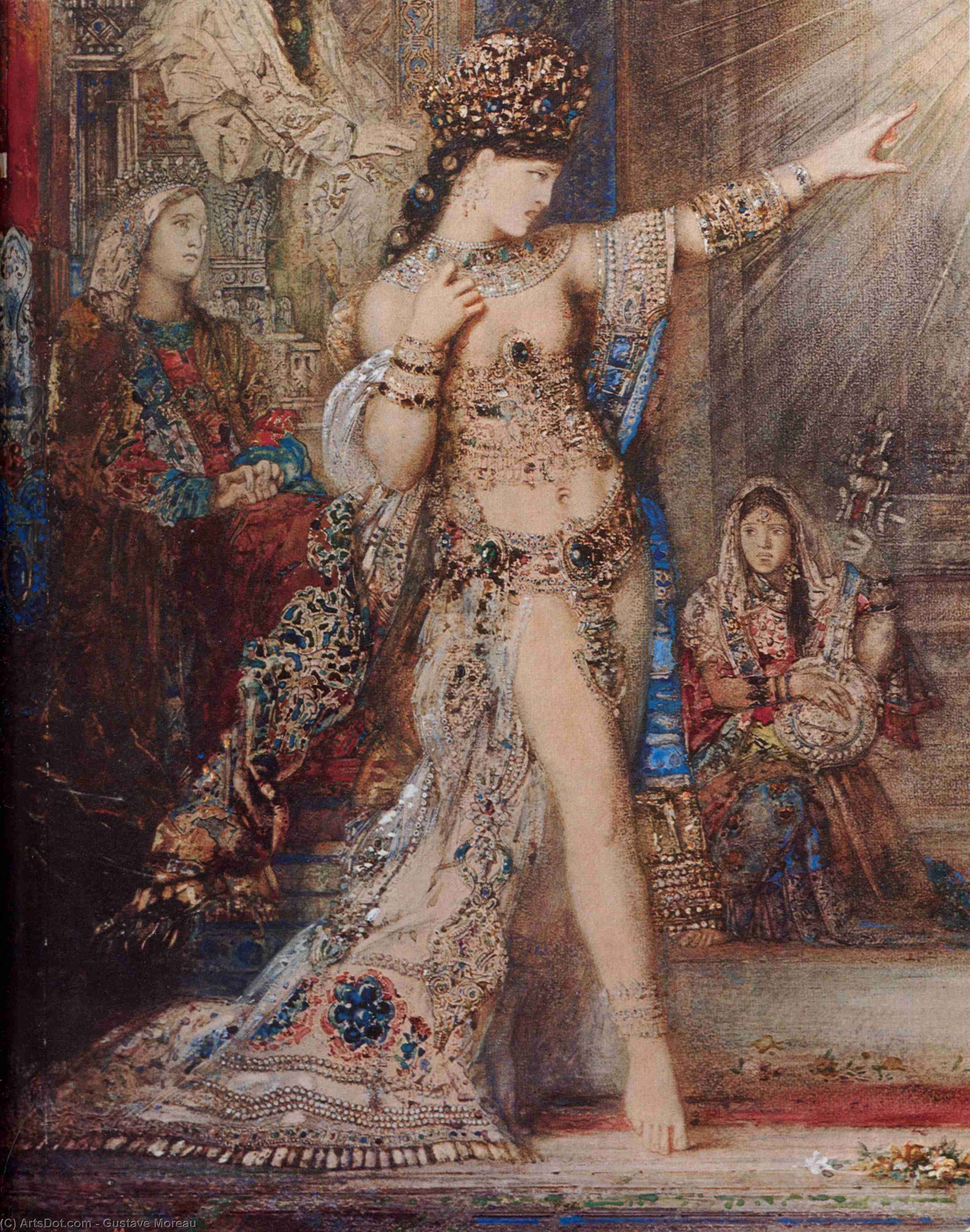 Wikoo.org - موسوعة الفنون الجميلة - اللوحة، العمل الفني Gustave Moreau - the apparition (detail)