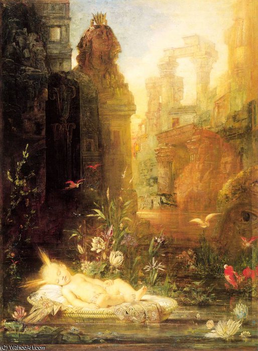Wikioo.org - Encyklopedia Sztuk Pięknych - Malarstwo, Grafika Gustave Moreau - young moses